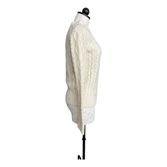 Old Navy NEW Lambswool Cable Knit Sweater Boatneck Long Sleeve Cream Size Medium - Picture 2 of 11